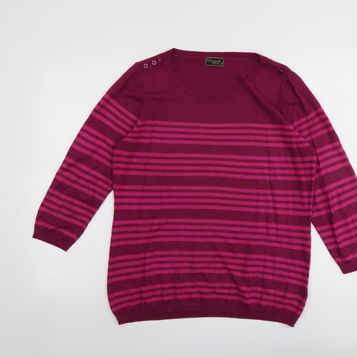 Originals Womens Red Round Neck Striped Acrylic Pullover Jumper Size 18