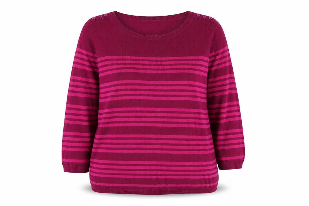 Originals Womens Red Round Neck Striped Acrylic Pullover Jumper Size 18
