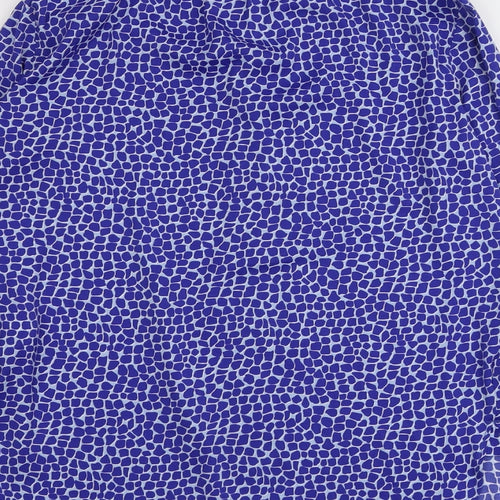 Marks and Spencer Womens Blue Geometric Polyester Basic Blouse Size 6 V-Neck