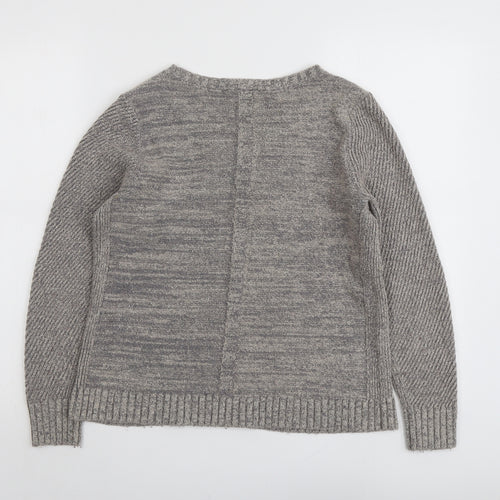 Laura Ashley Womens Grey V-Neck Acrylic Pullover Jumper Size 14