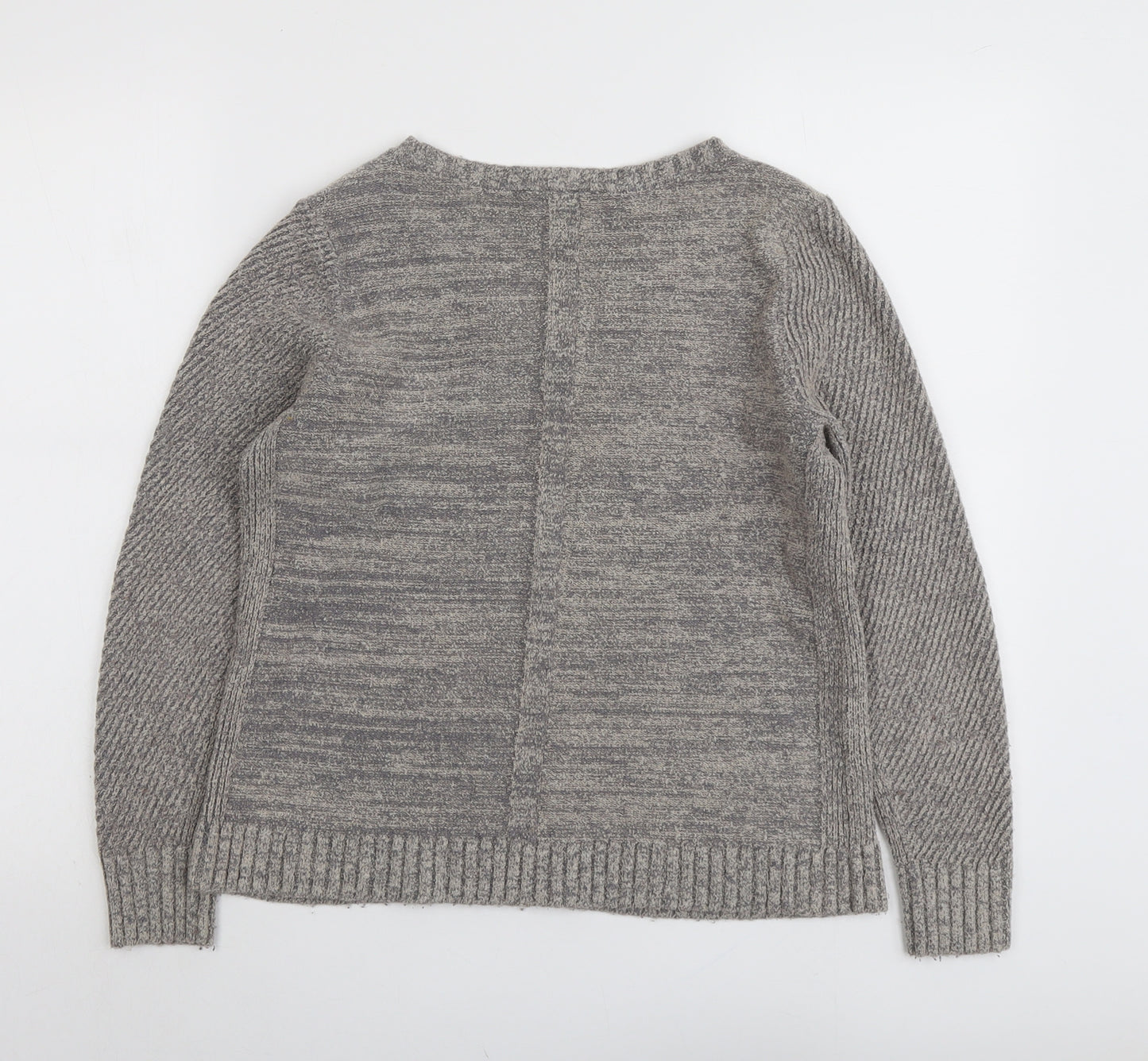 Laura Ashley Womens Grey V-Neck Acrylic Pullover Jumper Size 14