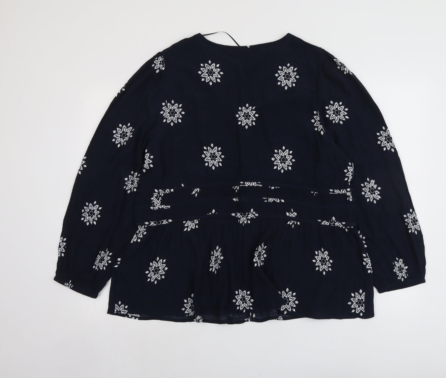 Per Una Womens Blue Geometric Viscose Basic Blouse Size 20 V-Neck