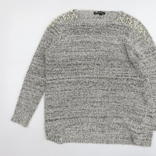 Nutshell Womens Grey Round Neck Acrylic Pullover Jumper Size M