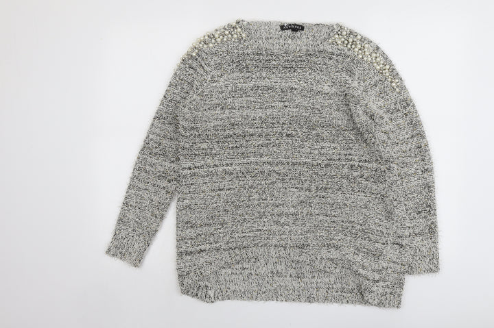Nutshell Womens Grey Round Neck Acrylic Pullover Jumper Size M