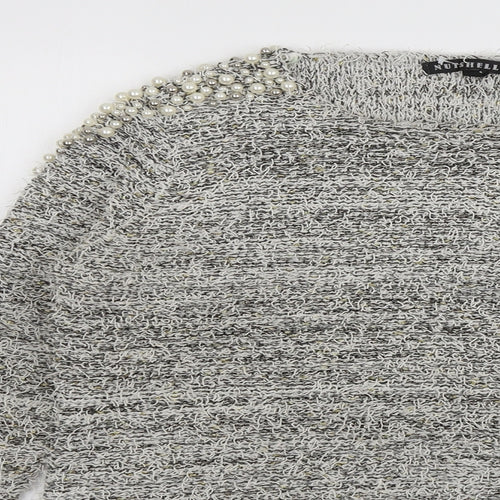 Nutshell Womens Grey Round Neck Acrylic Pullover Jumper Size M