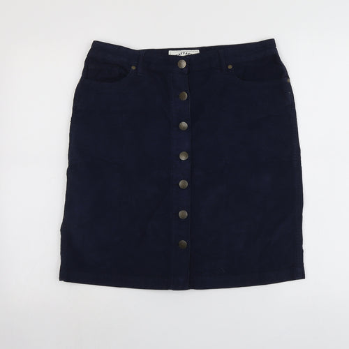 Fat Face Womens Blue Cotton A-Line Skirt Size 12 Button