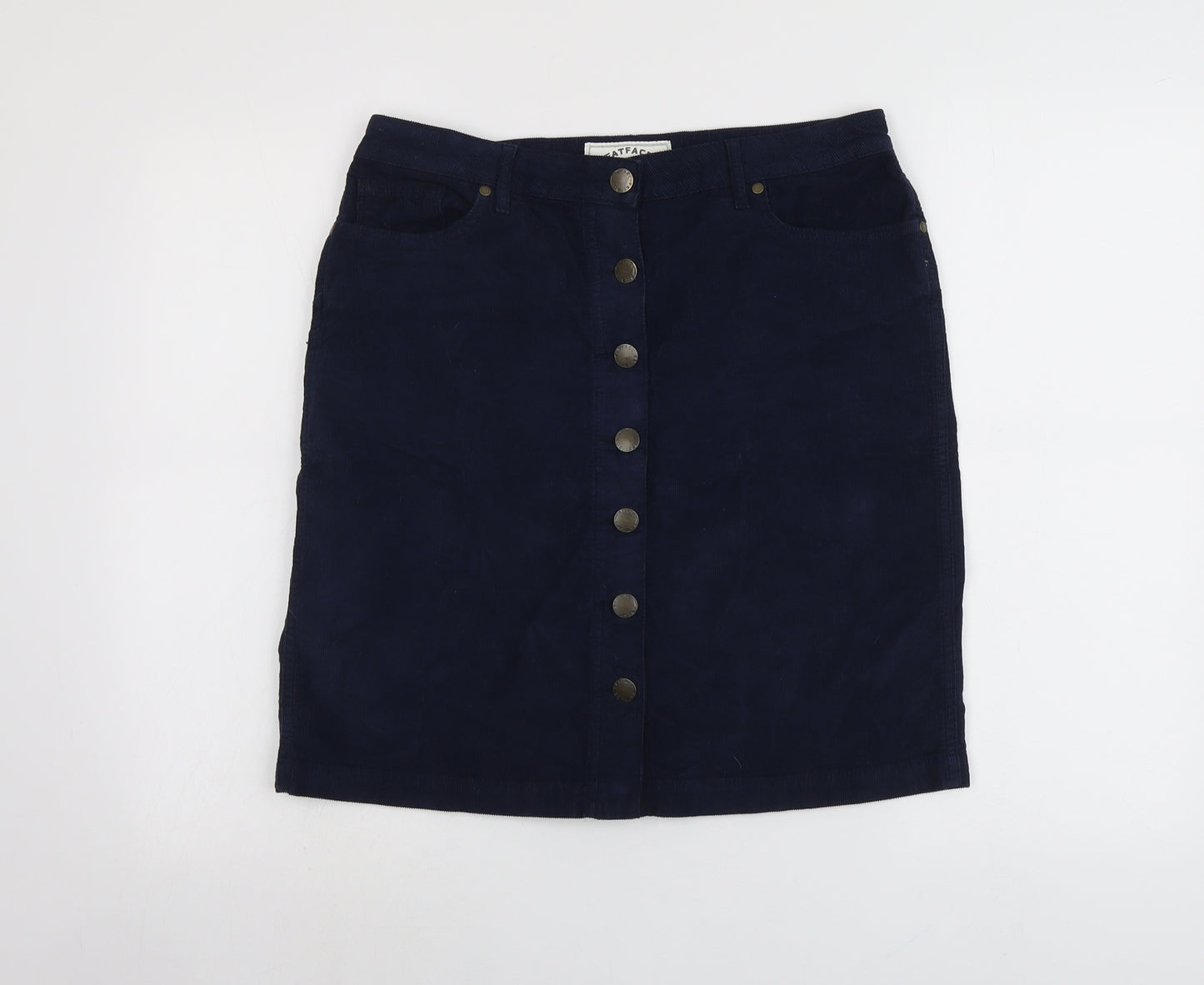 Fat Face Womens Blue Cotton A-Line Skirt Size 12 Button