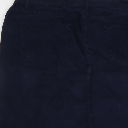 Fat Face Womens Blue Cotton A-Line Skirt Size 12 Button