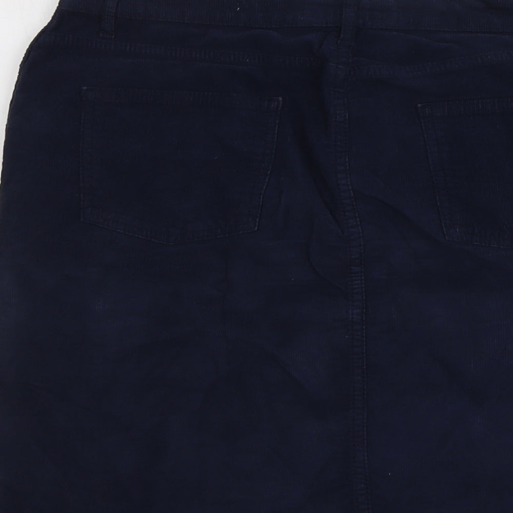 Fat Face Womens Blue Cotton A-Line Skirt Size 12 Button