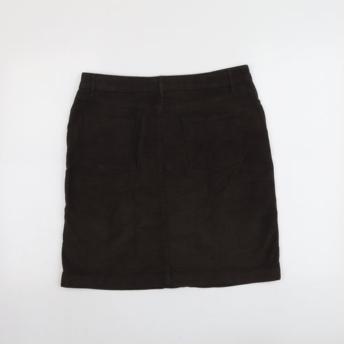 Fat Face Womens Brown Cotton A-Line Skirt Size 12 Button