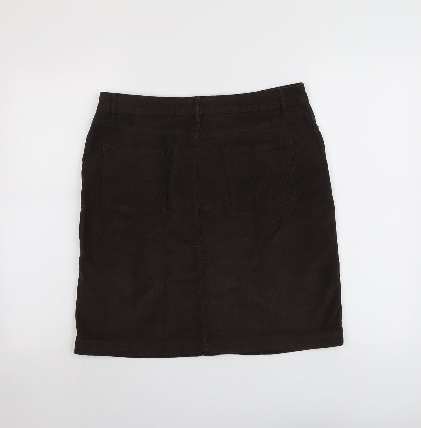 Fat Face Womens Brown Cotton A-Line Skirt Size 12 Button
