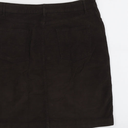 Fat Face Womens Brown Cotton A-Line Skirt Size 12 Button