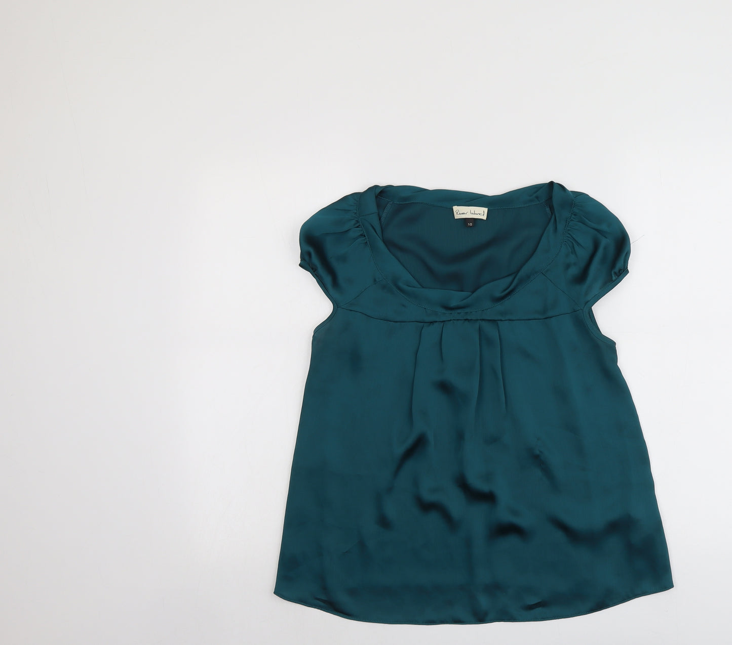 River Island Womens Green Polyester Basic Blouse Size 10 Round Neck