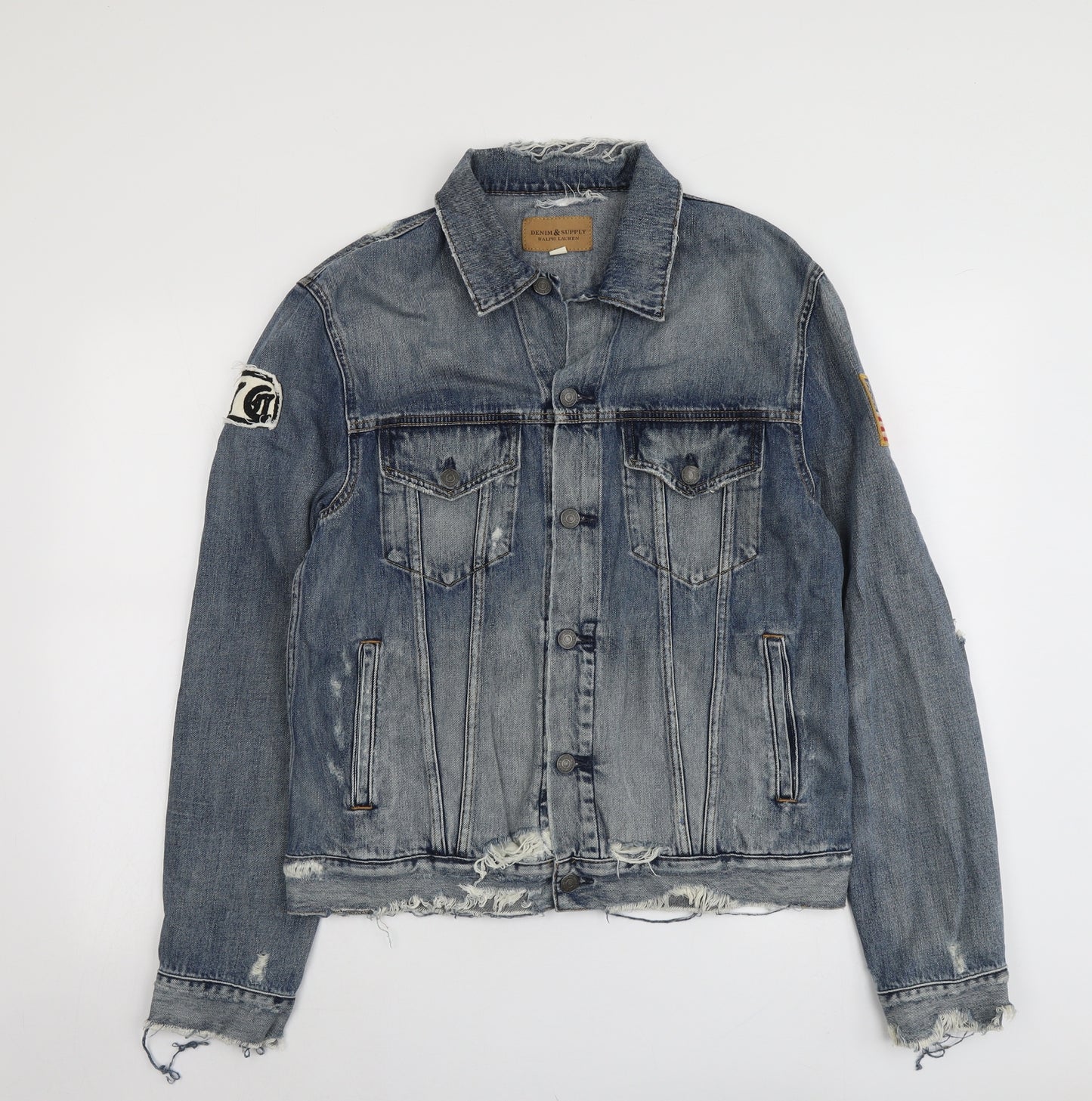 Polo Ralph Lauren Mens Blue Jacket Size M Button - Distressed Look