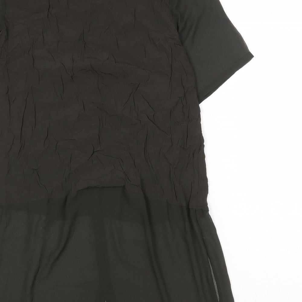 River Island Womens Green Viscose Basic Button-Up Size 16 Collared