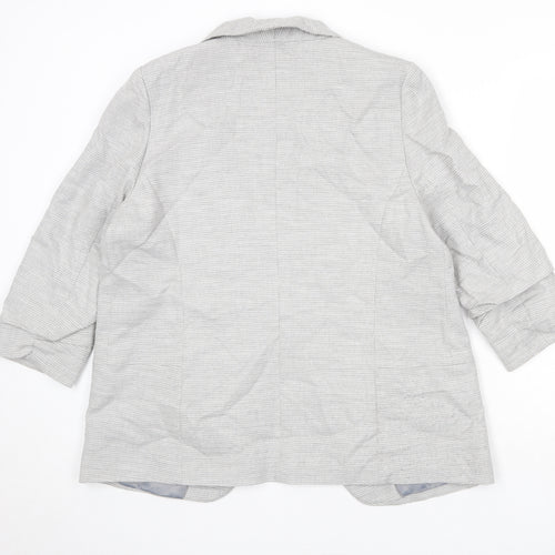 NEXT Womens Grey Geometric Polyester Jacket Blazer Size 16