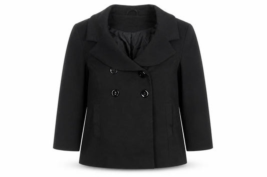 Front view of Oasis women’s black jacket, size UK 14, button