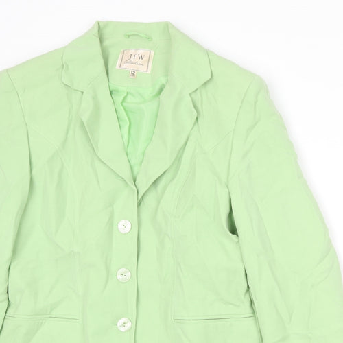 JFW Womens Green Polyester Jacket Blazer Size 14