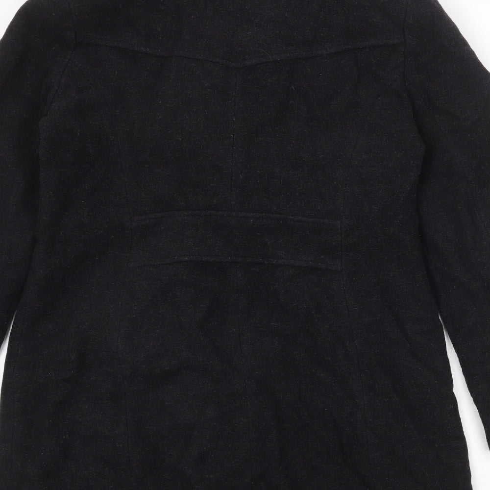 BHS Womens Black Pea Coat Coat Size 12 Button