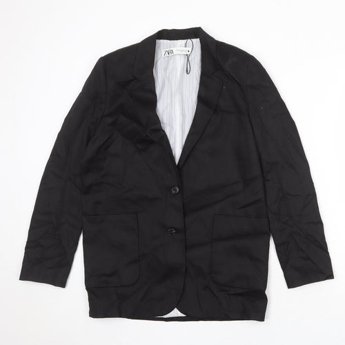 Zara Womens Black Lyocell Jacket Blazer Size XS