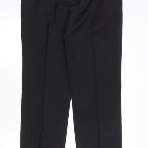 Debenhams Mens Black Polyester Trousers Size 38 in Regular Zip