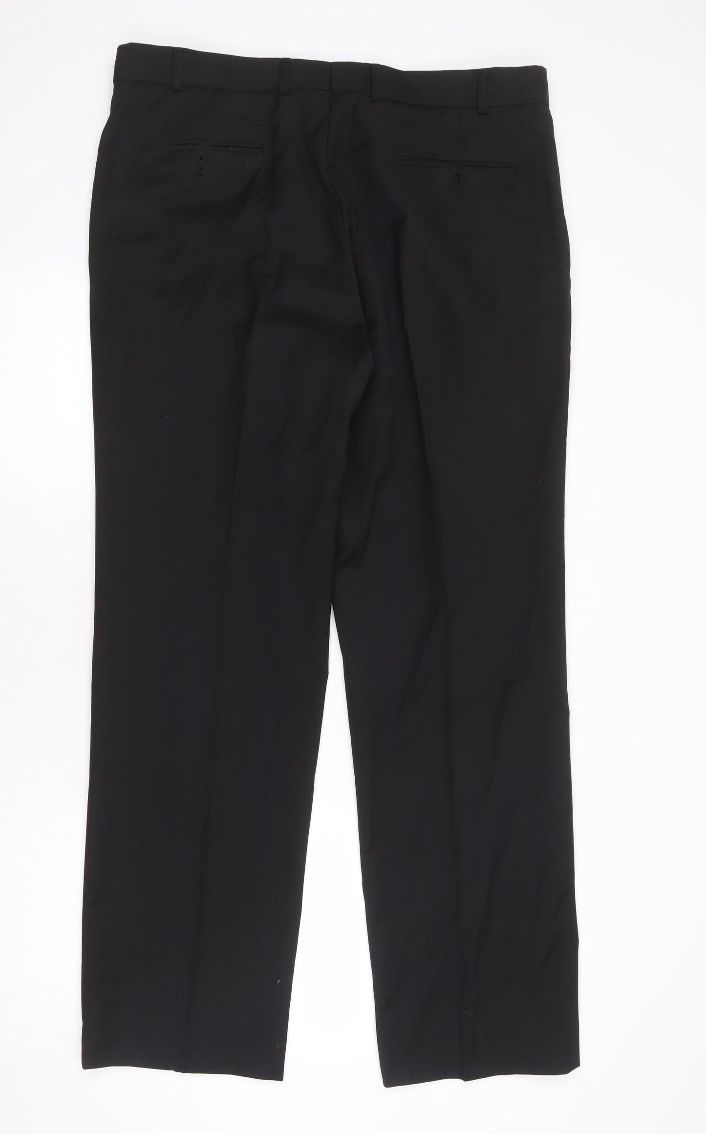 Debenhams Mens Black Polyester Trousers Size 38 in Regular Zip
