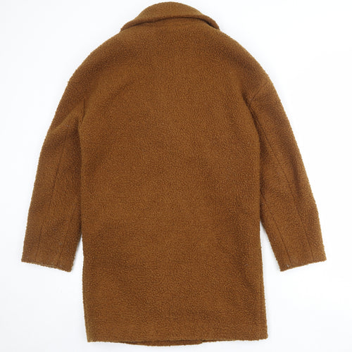 Marks and Spencer Womens Brown Overcoat Coat Size 8 Button - Teddy Bear Style