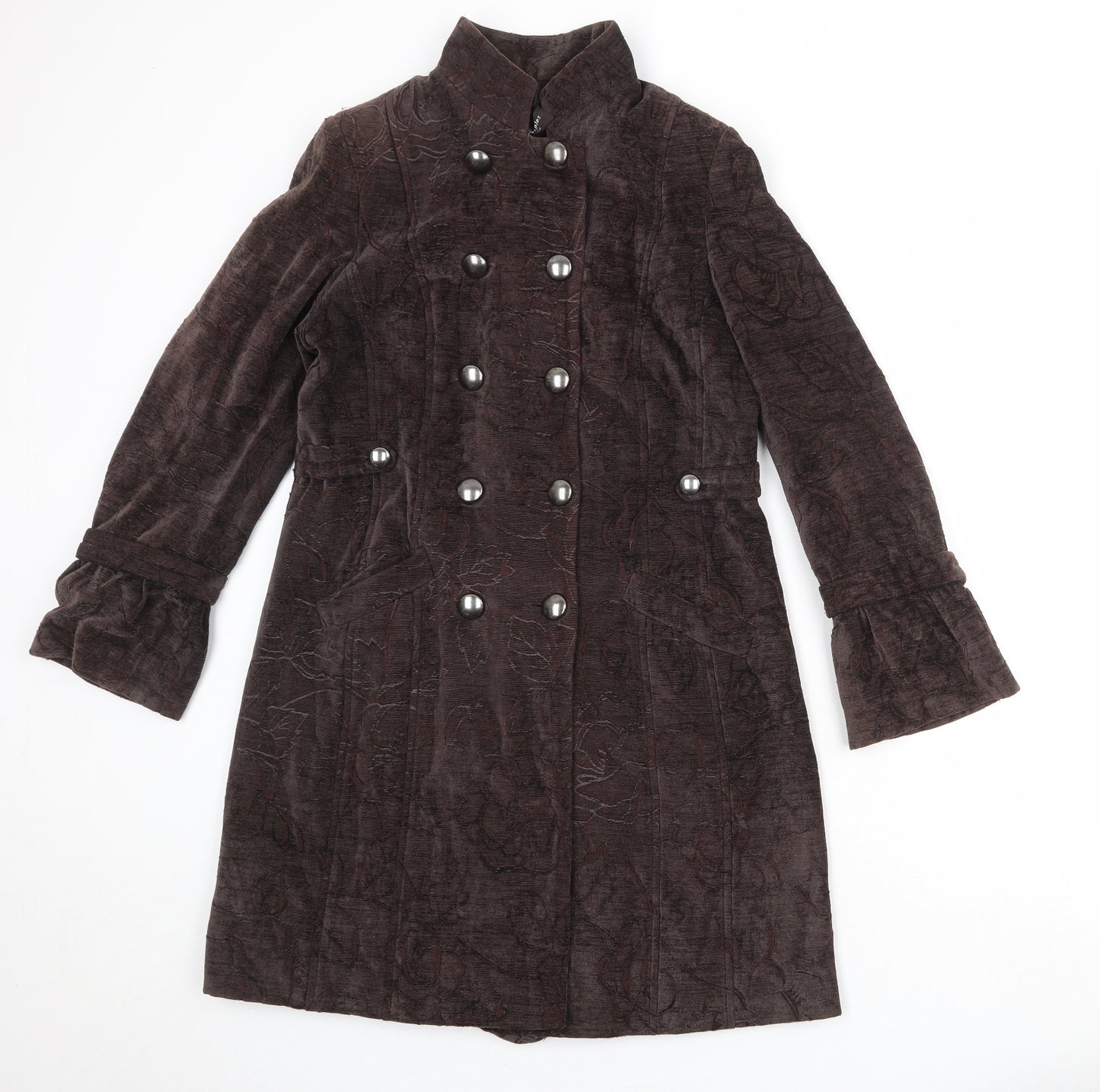 Principles Womens Brown Geometric Overcoat Coat Size 14 Button