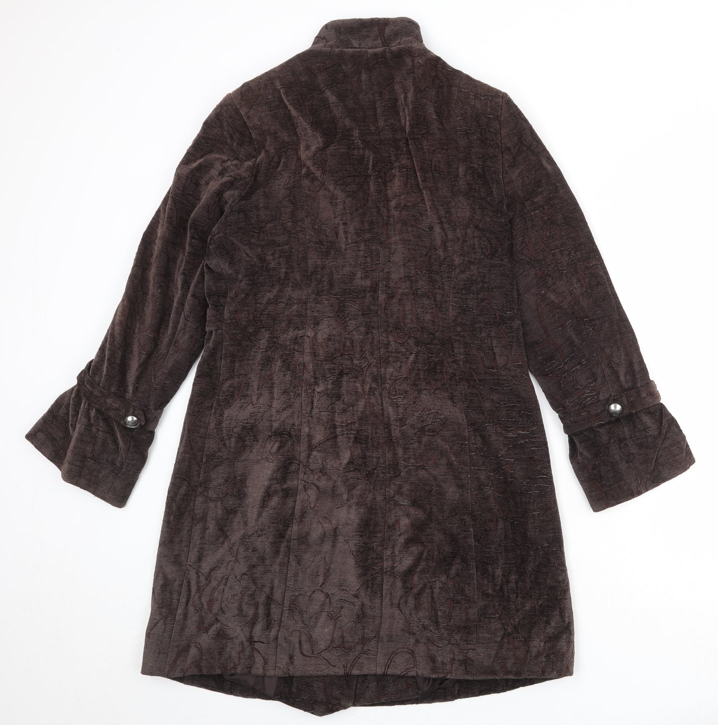 Principles Womens Brown Geometric Overcoat Coat Size 14 Button