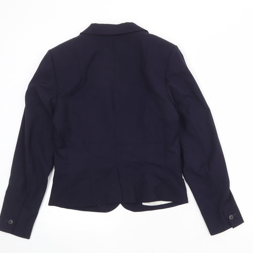 H&M Womens Blue Polyester Jacket Suit Jacket Size 14