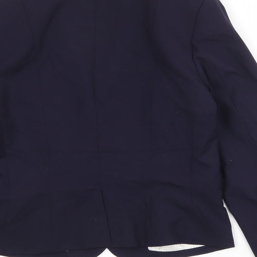 H&M Womens Blue Polyester Jacket Suit Jacket Size 14
