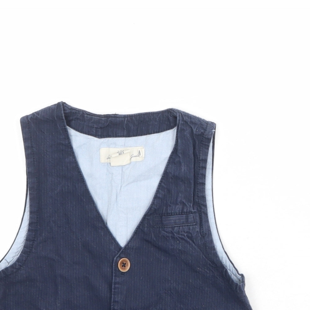 H&M Boys Blue Jacket Waistcoat Size 7-8 Years Button