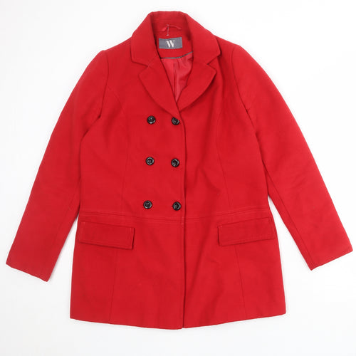 BHS Womens Red Pea Coat Coat Size 10 Button