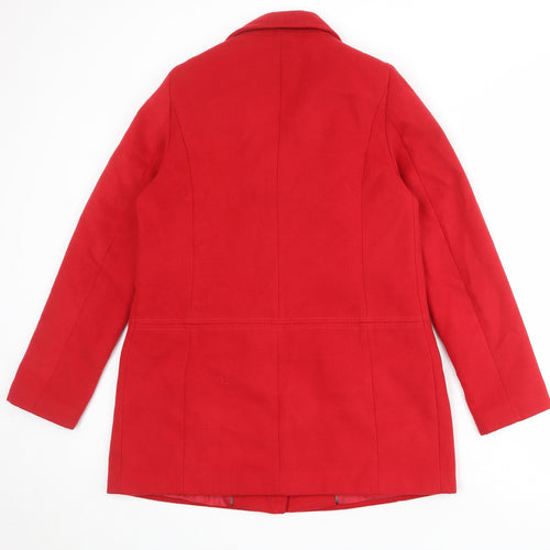 BHS Womens Red Pea Coat Coat Size 10 Button