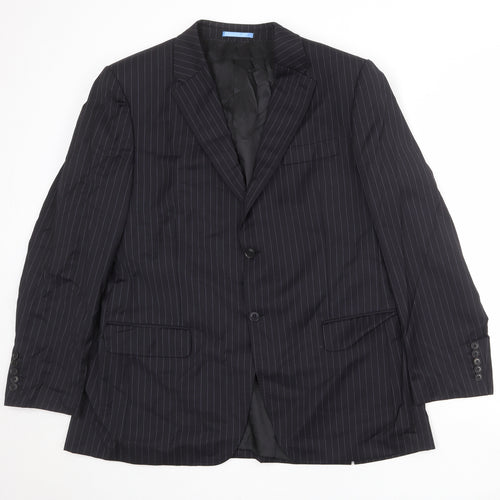 NEXT Mens Black Striped Wool Jacket Suit Jacket Size 46 Regular