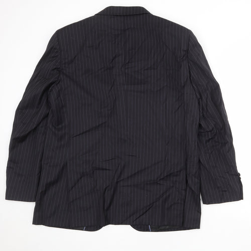NEXT Mens Black Striped Wool Jacket Suit Jacket Size 46 Regular