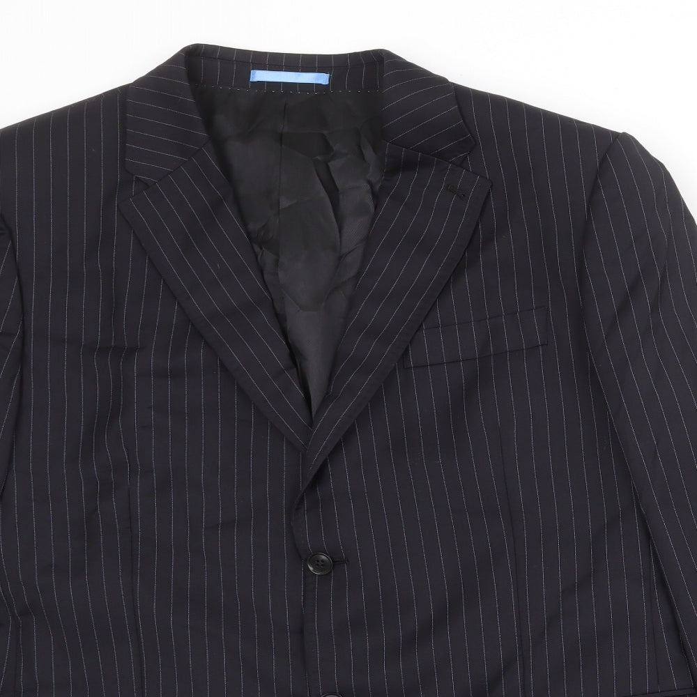 NEXT Mens Black Striped Wool Jacket Suit Jacket Size 46 Regular