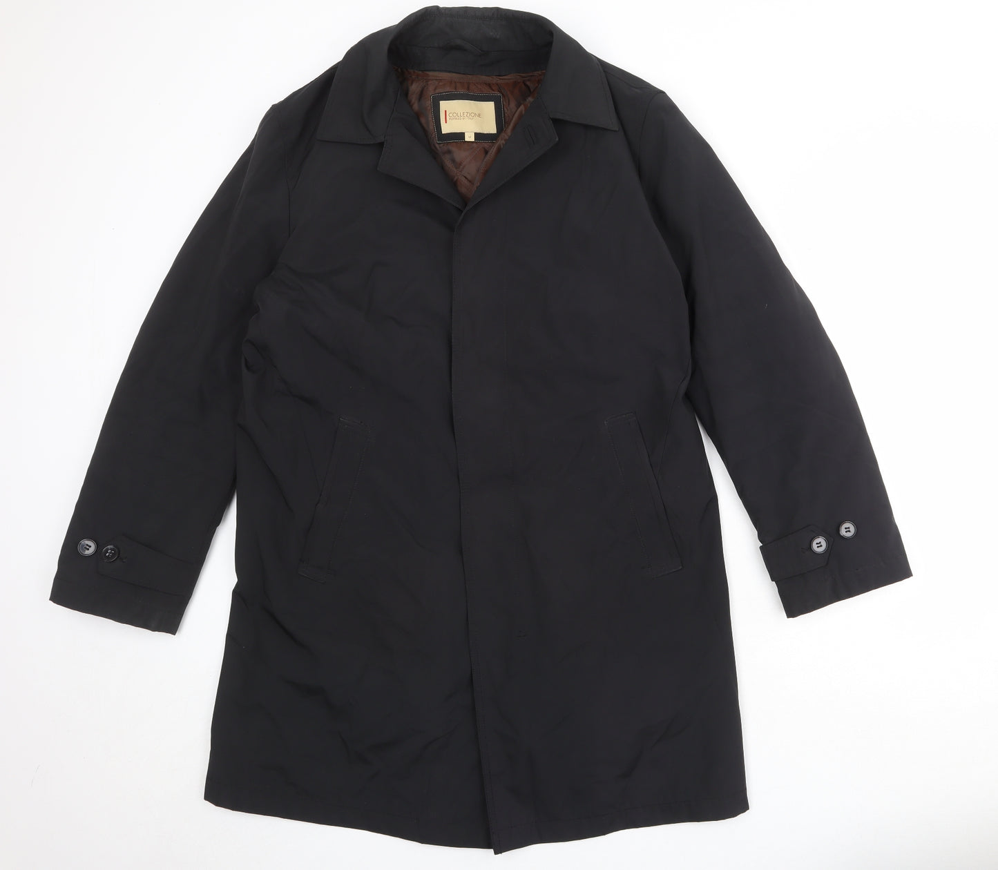 Marks and Spencer Mens Black Overcoat Coat Size M Button