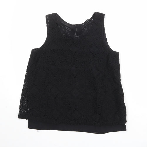NEXT Womens Black Polyester Basic Tank Size 10 Round Neck