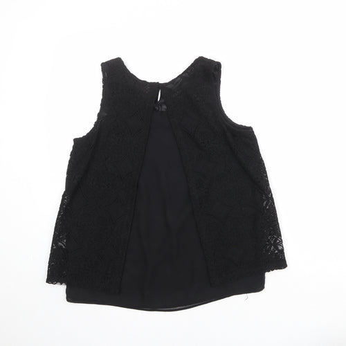 NEXT Womens Black Polyester Basic Tank Size 10 Round Neck