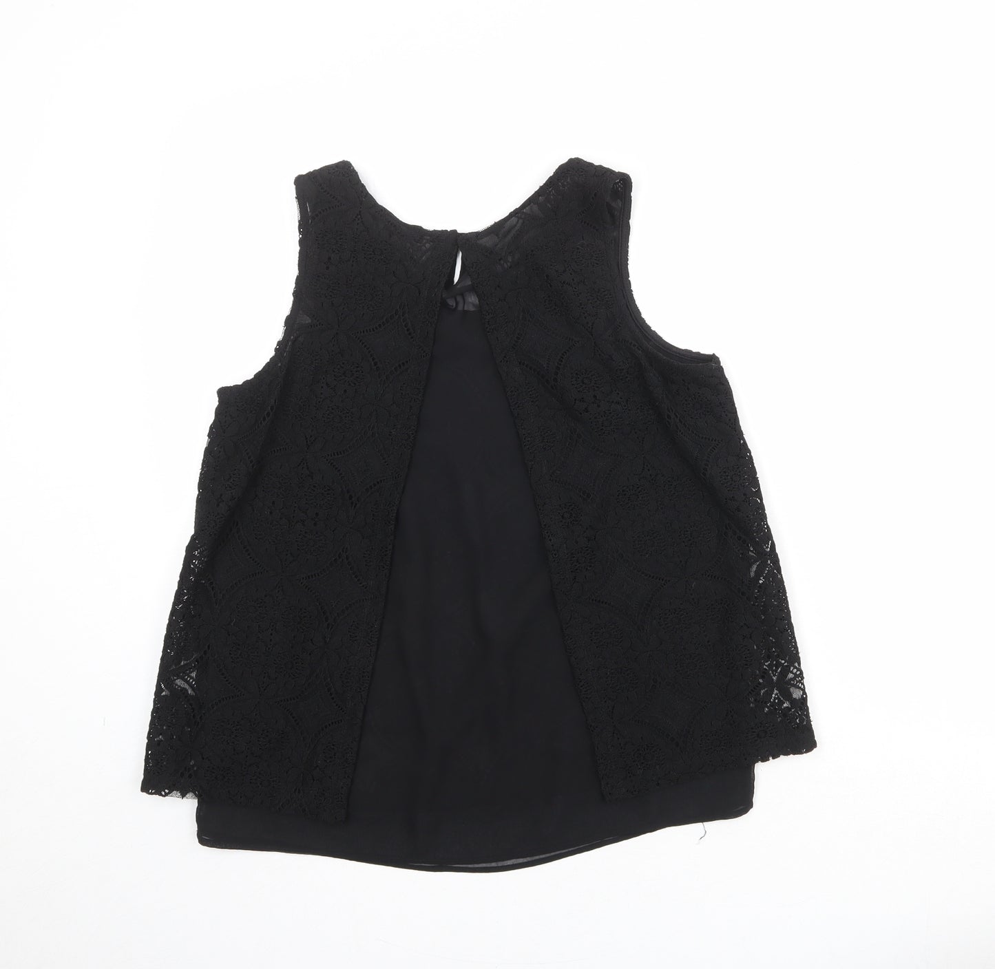 NEXT Womens Black Polyester Basic Tank Size 10 Round Neck