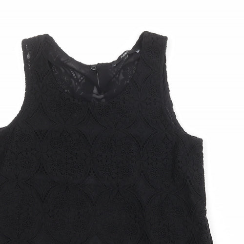 NEXT Womens Black Polyester Basic Tank Size 10 Round Neck