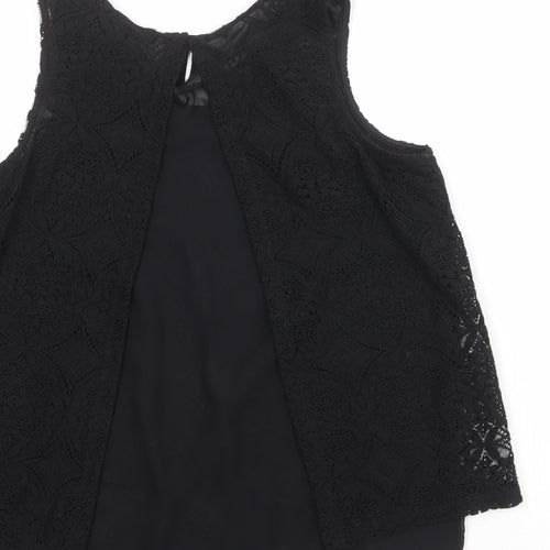 NEXT Womens Black Polyester Basic Tank Size 10 Round Neck