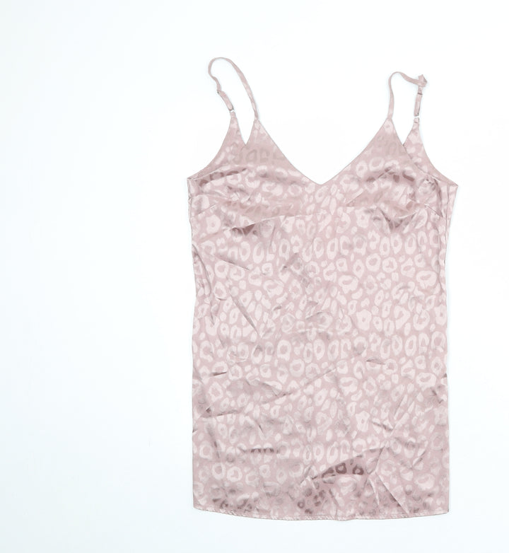 Missguided Womens Pink Geometric Polyester Basic Tank Size 10 V-Neck - Open Back