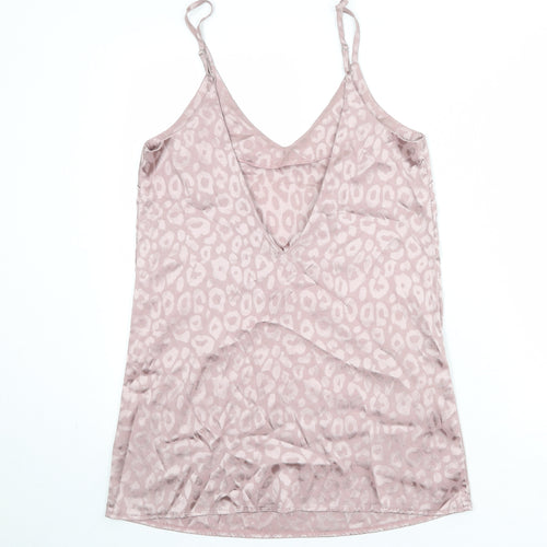 Missguided Womens Pink Geometric Polyester Basic Tank Size 10 V-Neck - Open Back