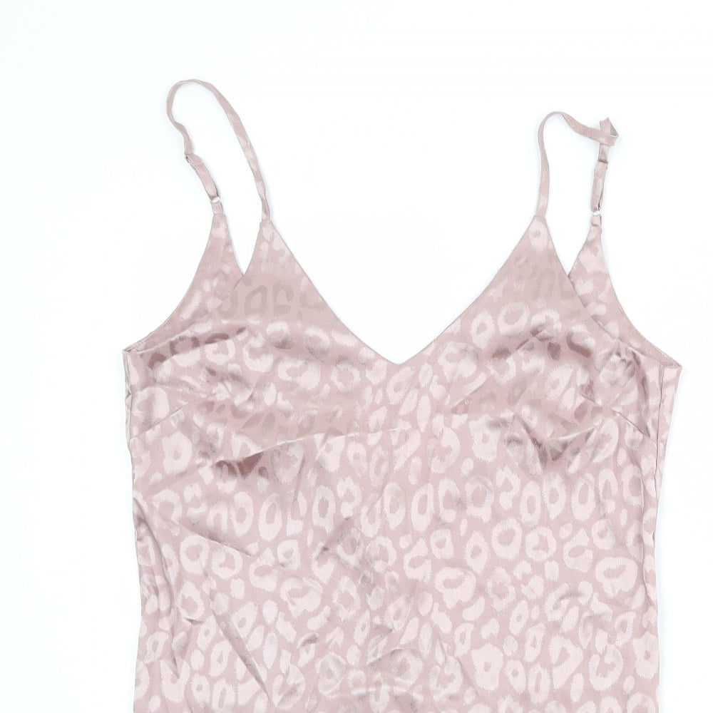 Missguided Womens Pink Geometric Polyester Basic Tank Size 10 V-Neck - Open Back
