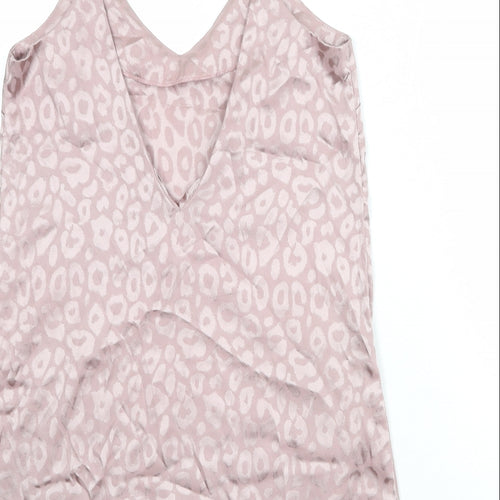 Missguided Womens Pink Geometric Polyester Basic Tank Size 10 V-Neck - Open Back