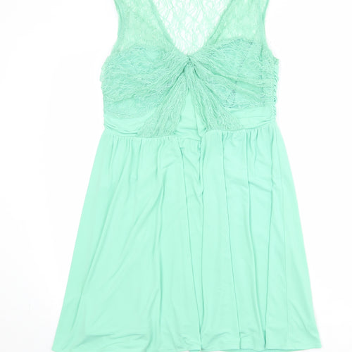 Coast Womens Green Polyester Fit & Flare Size 14 V-Neck Pullover - Lace Top