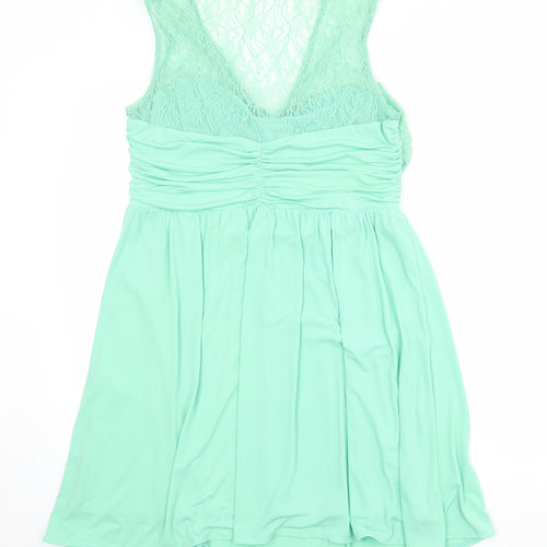 Coast Womens Green Polyester Fit & Flare Size 14 V-Neck Pullover - Lace Top