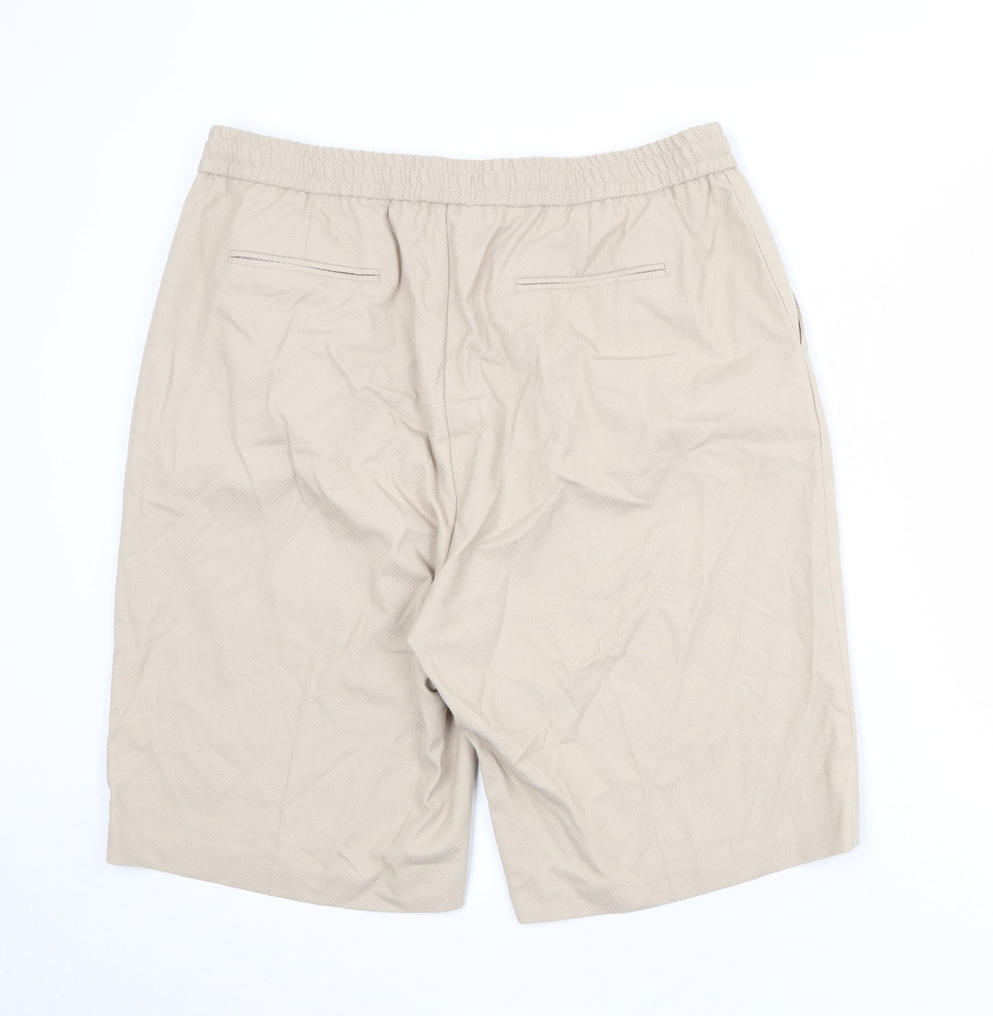 Topman Mens Beige Polyester Sweat Shorts Size 38 in Regular Zip